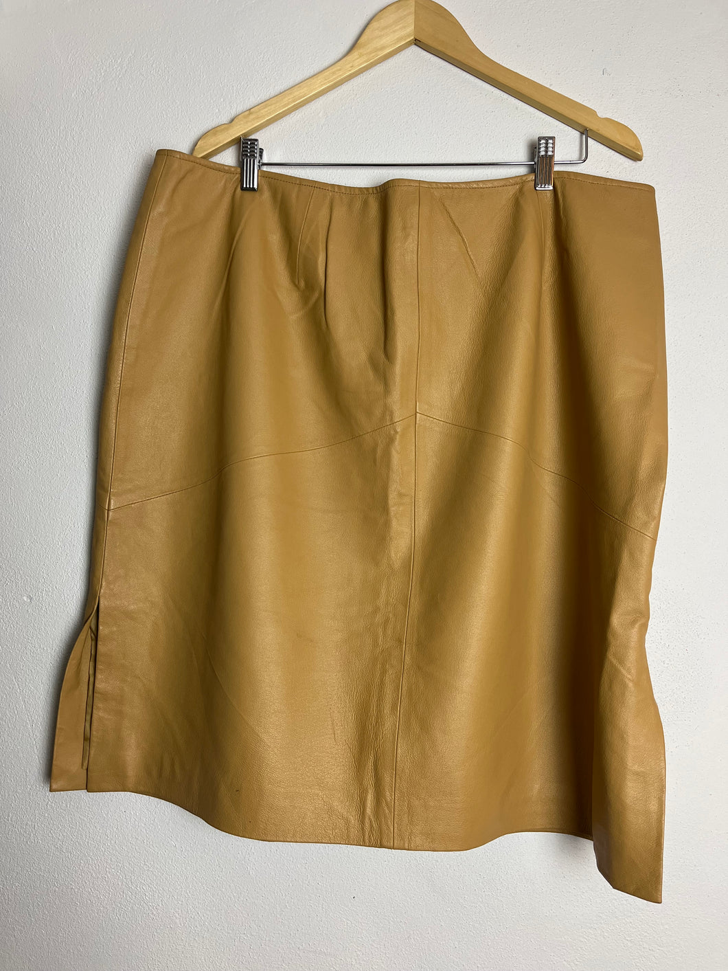 Leather Caramel Mini Skirt - 3X