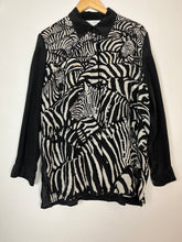 Load image into Gallery viewer, Zebra Print Sequin Silk Button Up - Large

