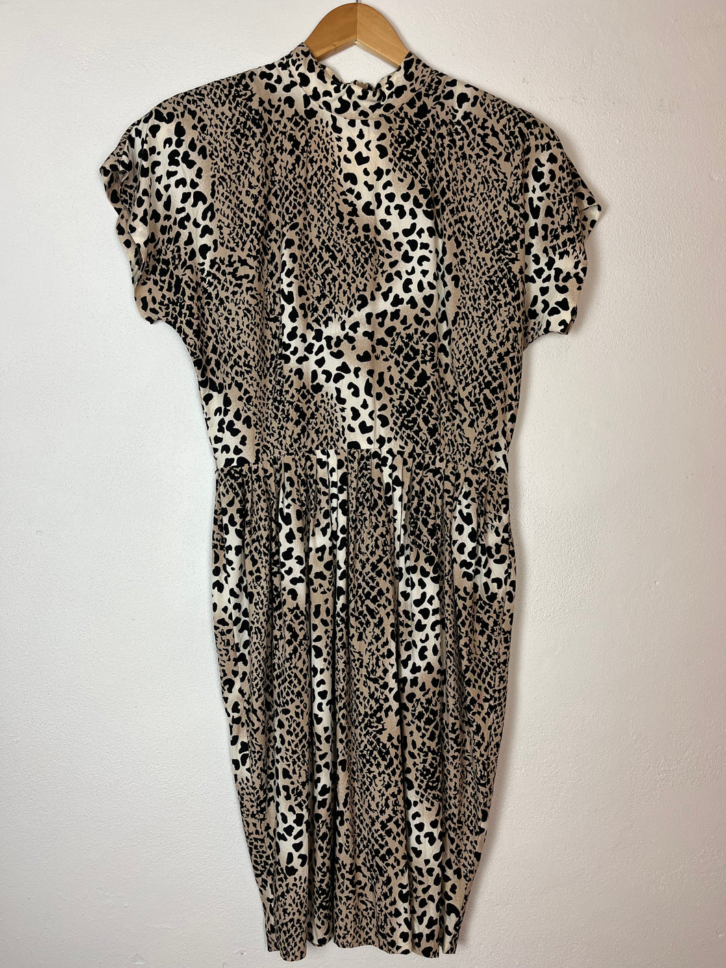 Vintage Mockneck Leopard Print Dress - Size 10