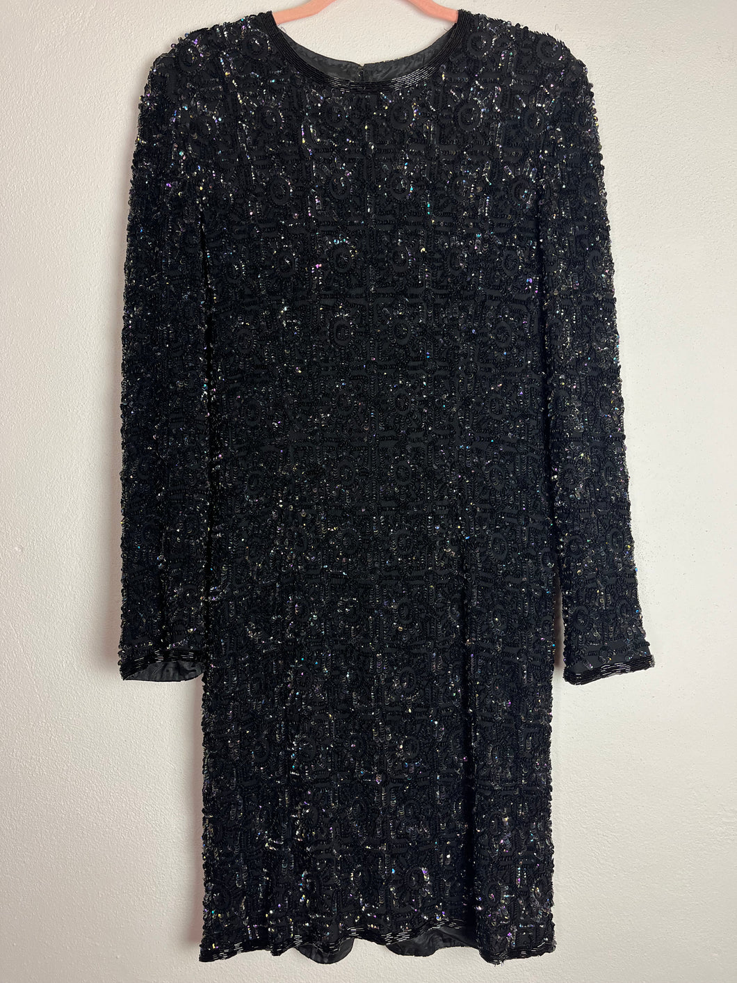 Silk Long Sleeve Sequin Dress - Large